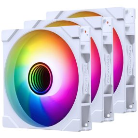   Phanteks M25 Gen2 házventilátor szett, fordított légáramlás, 3 db, 140 mm, PWM, D-RGB világítás, retail, fehér