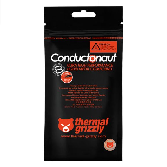 Thermal Grizzly Conductonaut hővezető folyékony fém paszta, extrém hővezetés, 5g, ezüst - TG-C-005-R