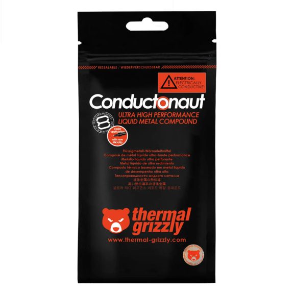 Thermal Grizzly Conductonaut hővezető folyékony fém paszta, extrém hővezetés, 5g, ezüst - TG-C-005-R