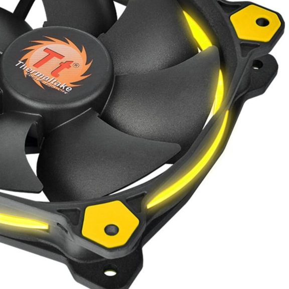 Thermaltake Riing 14 LED ház ventilátor, 140 mm, sárga LED, fekete - CL-F039-PL14YL-A