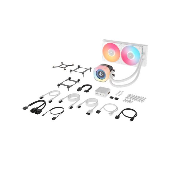 Processzor hűtő Corsair iCUE LINK Titan 240 RX LCD RGB AIO- 240 mm, fehér