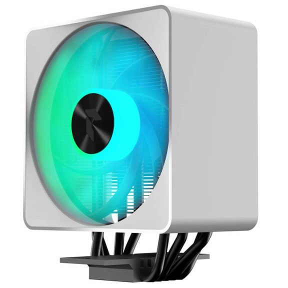 APNX AP1-V ARGB CPU léghűtő, 5 hőcső, 245W TDP, 120 mm PWM ventilátor, fehér