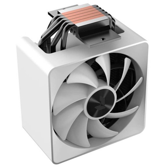 APNX AP1-V ARGB CPU léghűtő, 5 hőcső, 245W TDP, 120 mm PWM ventilátor, fehér