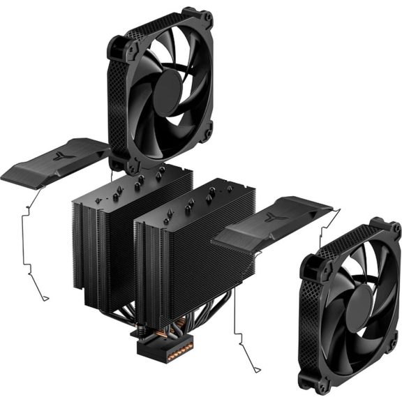 Jonsbo HX7280 processzorhűtő, dupla torony, 7 hőcső, 3 ventilátor, fekete