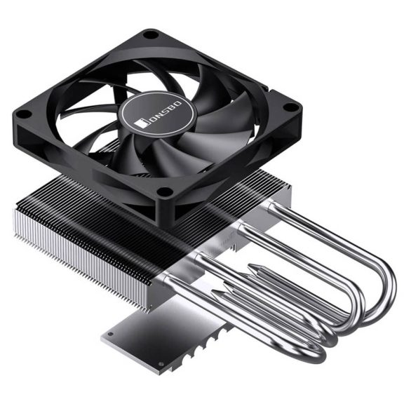 Jonsbo HP400S processzorhűtő, low profile, 4 hőcső, 90mm PWM ventilátor, fekete