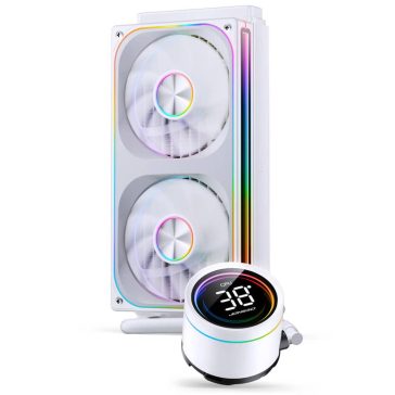   Jonsbo TH-240 ARGB White 240 mm AIO vízhűtés, beépített LED CPU hőmérséklet kijelző, fehér