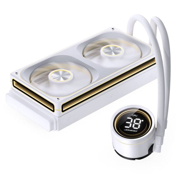 Jonsbo TH-240 ARGB White 240 mm AIO vízhűtés, beépített LED CPU hőmérséklet kijelző, fehér