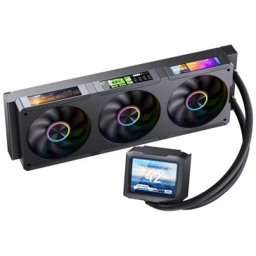   Jonsbo TF3-360SCB AiO vízhűtés, 4x LCD kijelző, 360mm radiátor, ARGB, fekete