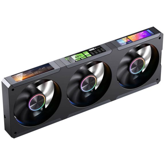 Jonsbo TF3-360SCB AiO vízhűtés, 4x LCD kijelző, 360mm radiátor, ARGB, fekete