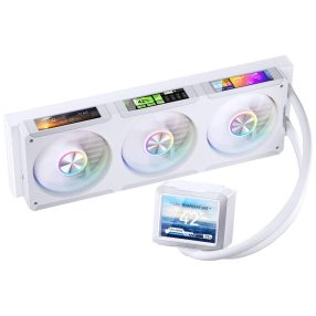   Jonsbo TF3-360SCW AiO vízhűtés, 4x LCD kijelző, 360mm radiátor, ARGB, fehér