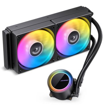  Jonsbo TG-240 ARGB Black 240 mm AIO vízhűtés, alumínium radiátor, 2x 120 mm PWM ventilátor, fekete