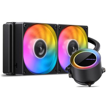   Jonsbo TG-240 ARGB Black 240 mm AIO vízhűtés, alumínium radiátor, 2x 120 mm PWM ventilátor, fekete