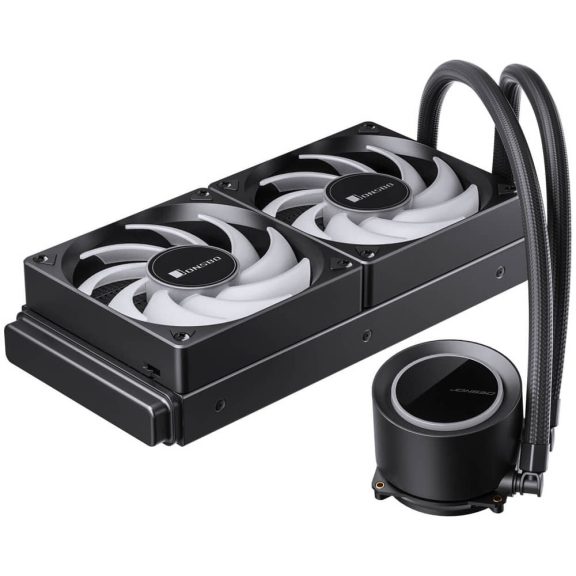 Jonsbo TG-240 ARGB Black 240 mm AIO vízhűtés, alumínium radiátor, 2x 120 mm PWM ventilátor, fekete