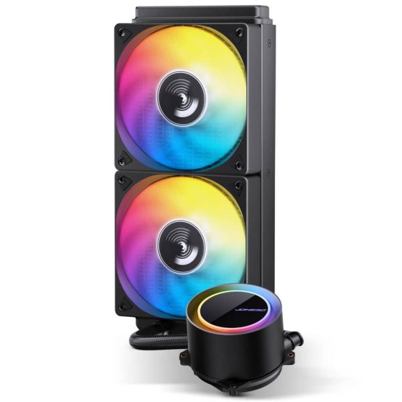 Jonsbo TG-240 ARGB Black 240 mm AIO vízhűtés, alumínium radiátor, 2x 120 mm PWM ventilátor, fekete