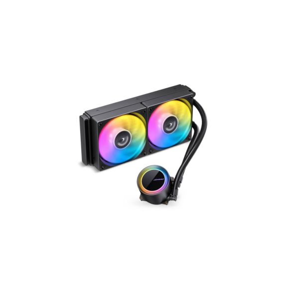 Jonsbo TG-240 ARGB Black 240 mm AIO vízhűtés, alumínium radiátor, 2x 120 mm PWM ventilátor, fekete