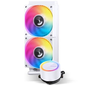   Jonsbo TG-240 ARGB White 240 mm AIO vízhűtés, alumínium radiátor, 2x 120 mm PWM ventilátor, fehér