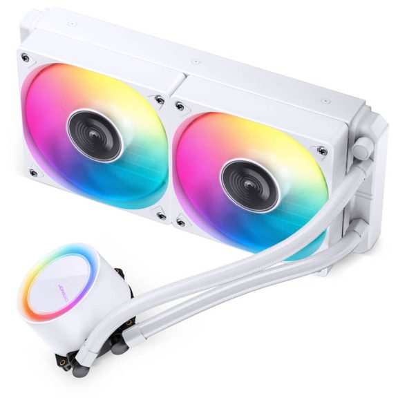 Jonsbo TG-240 ARGB White 240 mm AIO vízhűtés, alumínium radiátor, 2x 120 mm PWM ventilátor, fehér