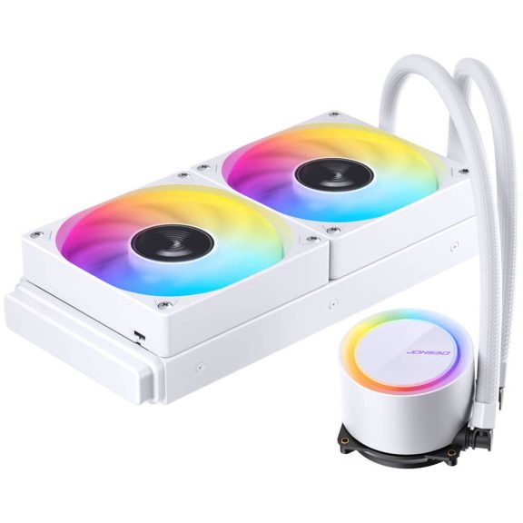 Jonsbo TG-240 ARGB White 240 mm AIO vízhűtés, alumínium radiátor, 2x 120 mm PWM ventilátor, fehér