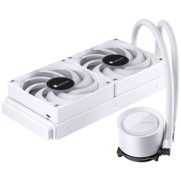 Jonsbo TG-240 ARGB White 240 mm AIO vízhűtés, alumínium radiátor, 2x 120 mm PWM ventilátor, fehér