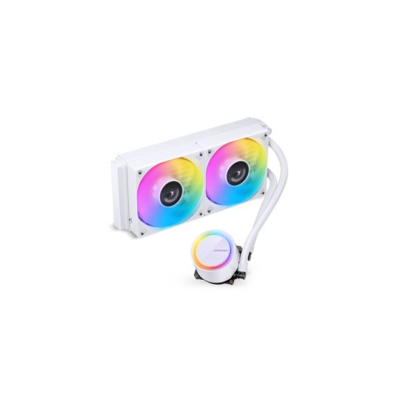 Jonsbo TG-240 ARGB White 240 mm AIO vízhűtés, alumínium radiátor, 2x 120 mm PWM ventilátor, fehér