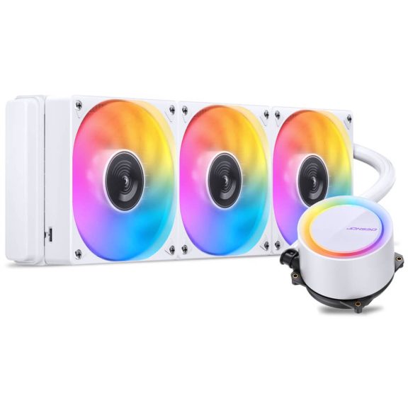 Jonsbo TG-360 ARGB AiO vízhűtés, 360mm radiátor, PWM ventilátorok, fehér