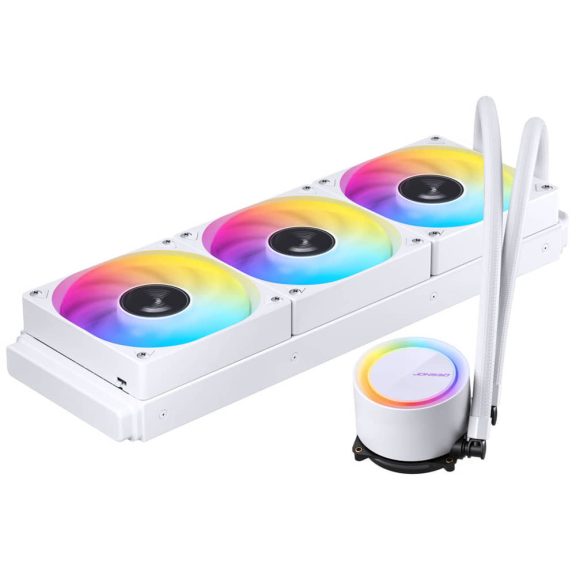 Jonsbo TG-360 ARGB AiO vízhűtés, 360mm radiátor, PWM ventilátorok, fehér