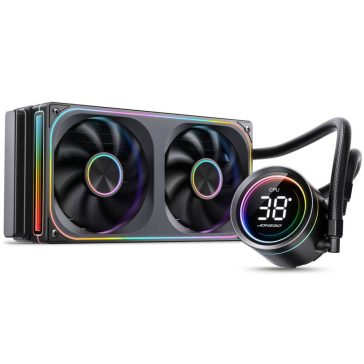   Jonsbo TH-240 ARGB Black 240 mm AIO vízhűtés, beépített LED CPU hőmérséklet kijelző, fekete