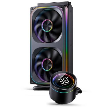   Jonsbo TH-240 ARGB Black 240 mm AIO vízhűtés, beépített LED CPU hőmérséklet kijelző, fekete