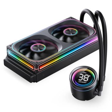   Jonsbo TH-240 ARGB Black 240 mm AIO vízhűtés, beépített LED CPU hőmérséklet kijelző, fekete