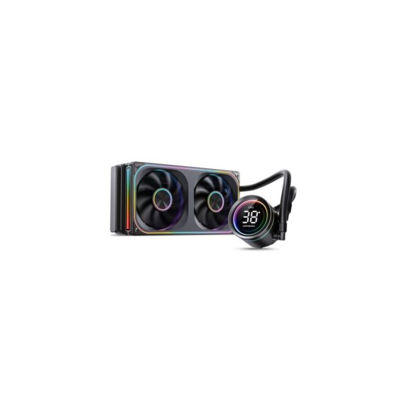 Jonsbo TH-240 ARGB Black 240 mm AIO vízhűtés, beépített LED CPU hőmérséklet kijelző, fekete