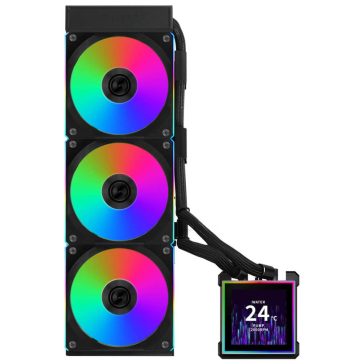   Lian Li HydroShift II LCD-S 360CL AiO vízhűtés, 3.4 inch IPS LCD, 360mm, ARGB, fekete - GHS2LCDS36CB
