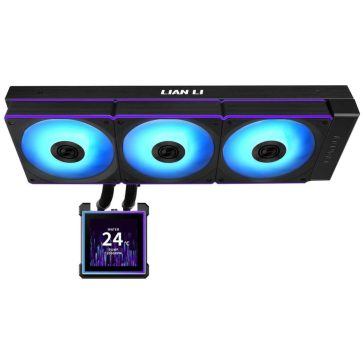   Lian Li HydroShift II LCD-S 360CL AiO vízhűtés, 3.4 inch IPS LCD, 360mm, ARGB, fekete - GHS2LCDS36CB