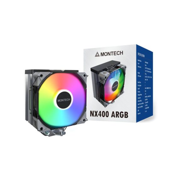 Montech NX400 CPU-hűtő, ARGB - 120mm, fekete