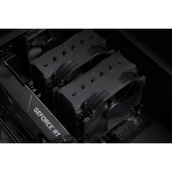 Noctua NH-D15 chromax.black dupla tornyos CPU hűtő, két NF-A15 ventilátor, fekete bevonat - NH-D15-CH-BLACK