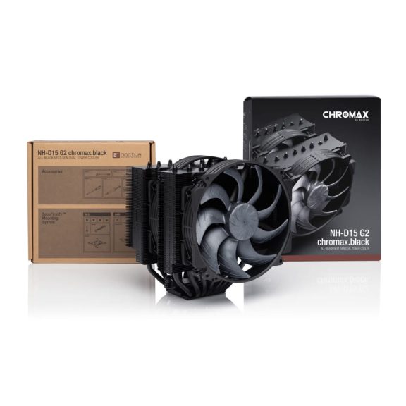 Noctua NH-D15 G2 chromax.black processzorhűtő, dupla torony, 2x140mm PWM, fekete
