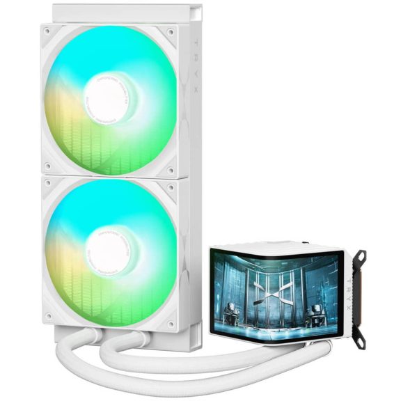 TRYX Panorama ARGB 280 AiO vízhűtés, 3D AMOLED kijelző, 280mm, fehér