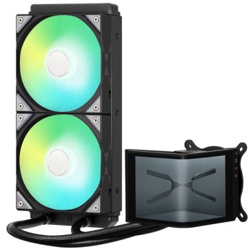   TRYX Panorama SE ARGB 240 AiO folyadékhűtés, 6.67" hajlított 3D AMOLED kijelző, 2x 120 mm ARGB ventilátor, fekete