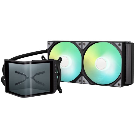TRYX Panorama SE ARGB 240 AiO folyadékhűtés, 6.67" hajlított 3D AMOLED kijelző, 2x 120 mm ARGB ventilátor, fekete