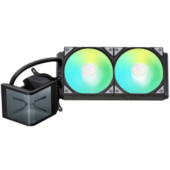 TRYX Panorama SE ARGB 240 AiO folyadékhűtés, 6.67" hajlított 3D AMOLED kijelző, 2x 120 mm ARGB ventilátor, fekete