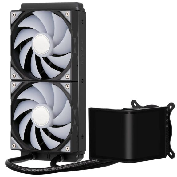 TRYX Panorama SE ARGB 240 AiO folyadékhűtés, 6.67" hajlított 3D AMOLED kijelző, 2x 120 mm ARGB ventilátor, fekete