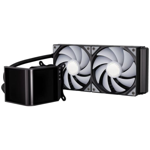 TRYX Panorama SE ARGB 240 AiO folyadékhűtés, 6.67" hajlított 3D AMOLED kijelző, 2x 120 mm ARGB ventilátor, fekete