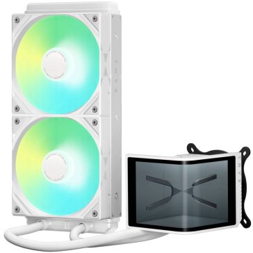   TRYX Panorama SE ARGB 240 AiO folyadékhűtés, 6.67" hajlított 3D AMOLED kijelző, 2x 120 mm ARGB ventilátor, fehér