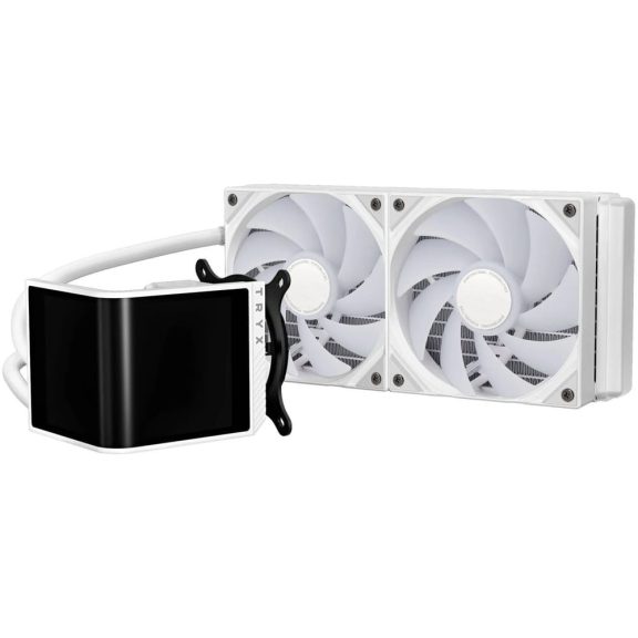TRYX Panorama SE ARGB 240 AiO folyadékhűtés, 6.67" hajlított 3D AMOLED kijelző, 2x 120 mm ARGB ventilátor, fehér