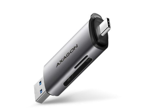 Kártyaolvasó Axagon USB 3.2 Gen1 Type-C + Type-A SD+micro SD Ezüst