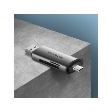   Kártyaolvasó Axagon USB 3.2 Gen1 Type-C + Type-A SD+micro SD Ezüst