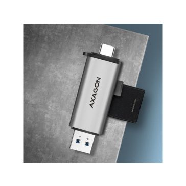   Kártyaolvasó Axagon USB 3.2 Gen1 Type-C + Type-A SD+micro SD Ezüst