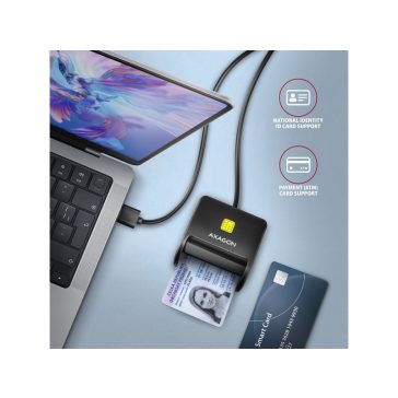   Kártyaolvasó AXAGON CRE-SM3N, Smart / ID kártyához, fekete