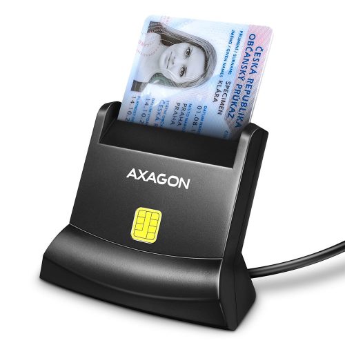 Axagon CRE-SM4N USB-A Smart card StandReader okoskártya olvasó, USB 2.0, fekete
