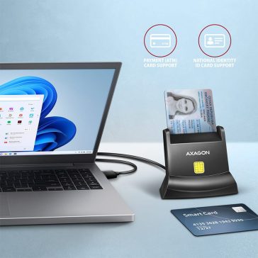   Axagon CRE-SM4N USB-A Smart card StandReader okoskártya olvasó, USB 2.0, fekete