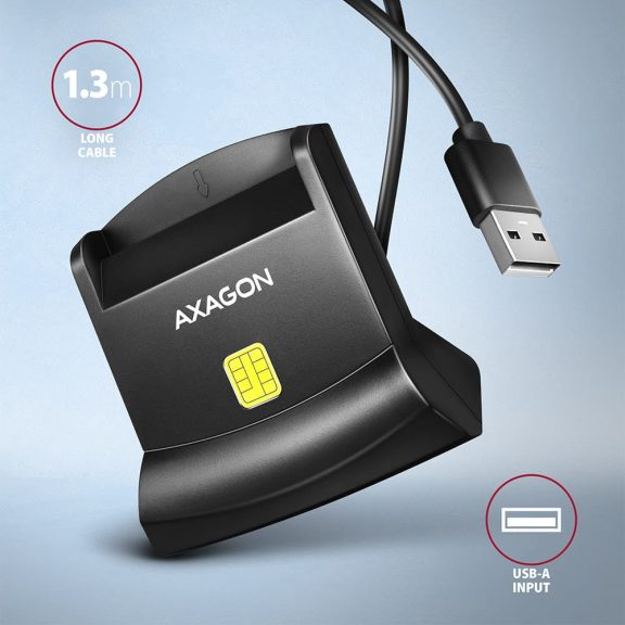 Axagon CRE-SM4N USB-A Smart card StandReader okoskártya olvasó, USB 2.0, fekete